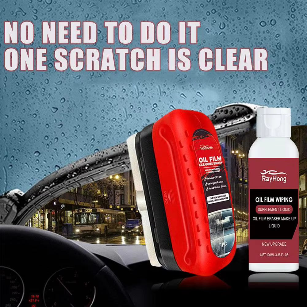 Glass Cleaning Board – Car Windshield Oil Film Cleaner & Water Repellent | Anti-Fog Glass Cleaning Brush for Car Windows, Mirrors & Home Glass